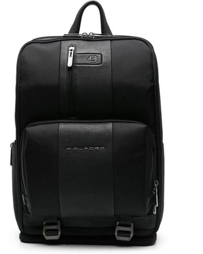 Piquadro 15,6" Laptop Leather Backpack - Black