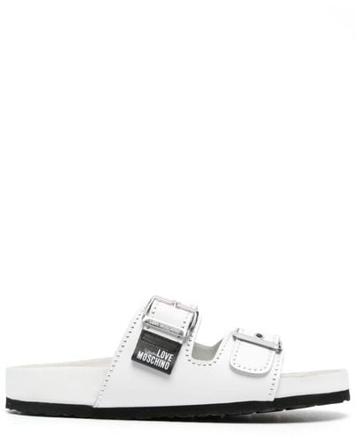 Love Moschino Stud-embellished Buckled Sandals - White