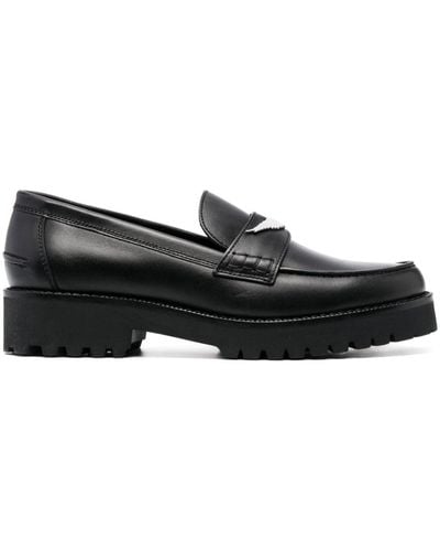 Zadig & Voltaire Wings-plaque Leather Loafers - Black