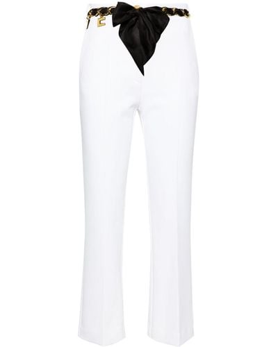 Elisabetta Franchi Cropped-leg Crepe Trousers - White