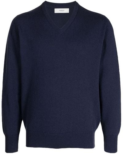 Pringle of Scotland 4 Ply V-neck Cashmere Sweater - Blue