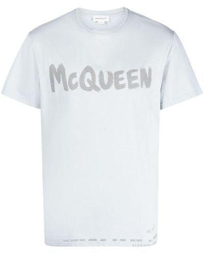Alexander McQueen Logo Cotton T-shirt - Gray