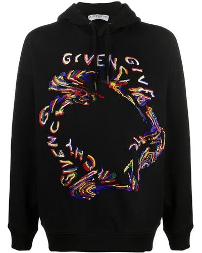 Givenchy Beaded-logo Cotton Hoodie - Black
