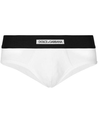 Dolce & Gabbana Strech-katoenen Slip Met Logoband - Zwart