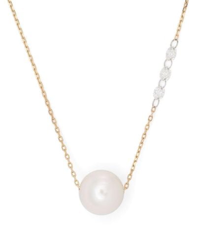 Mizuki 14kt Sea of Beauty Gelbgold-Perlenkette mit Diamant - Weiß