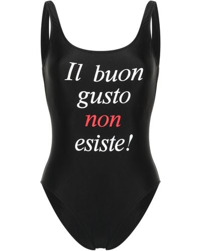 Moschino Slogan-print Swimsuit - Black