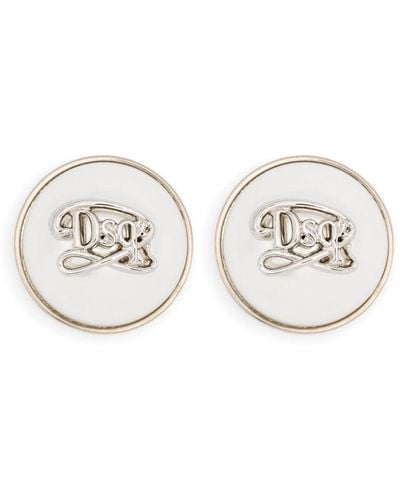 DSquared² Logo-plaque Clip-on Earrings - White