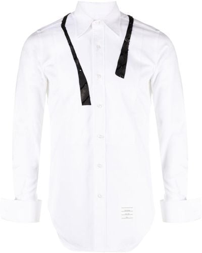 Thom Browne Chemise en coton à détail de nœud - Blanc