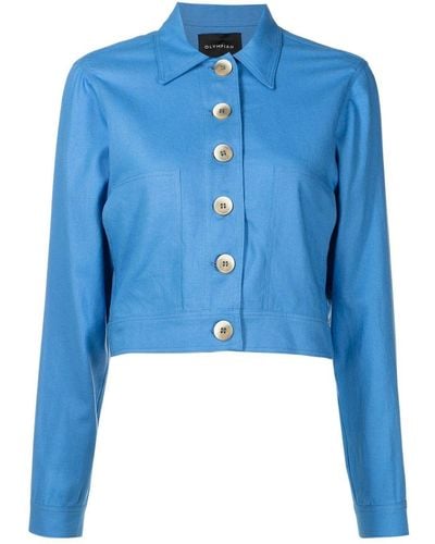 Olympiah Cropped Button-front Jacket - Blue