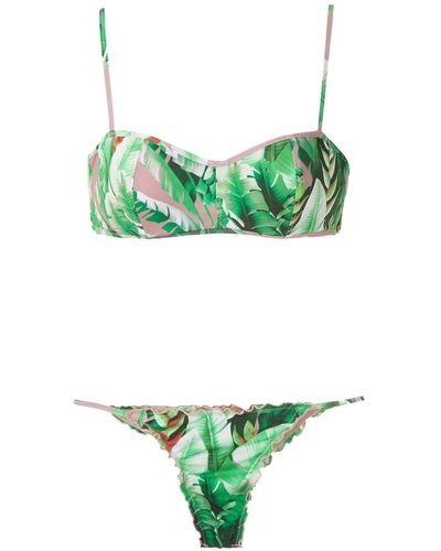 Amir Slama Flower Print Bikini Set - Green