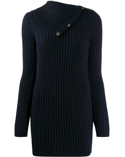 Saint Laurent Fold-over Collar Sweater - Blue