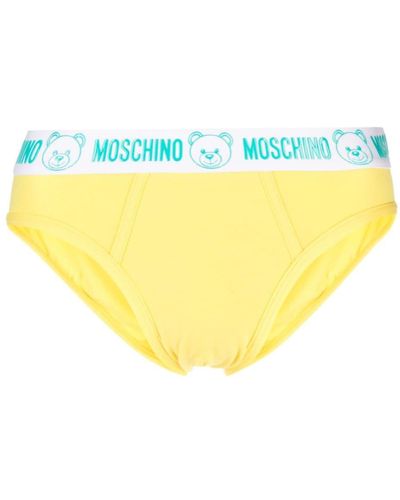 Moschino Logo-appliqué Stretch-cotton Briefs - Yellow