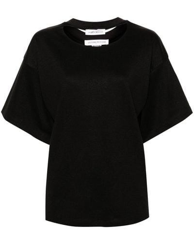 Victoria Beckham Cut-out Drop-shoulder T-shirt - Black