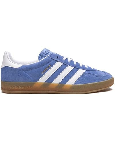 adidas Indoor Gazelle Brand-embroidered Leather Low-top Trainers - Blue