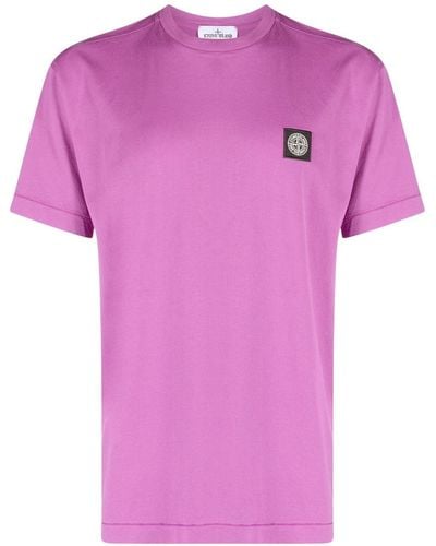Stone Island T-Shirt mit Logo-Patch - Pink