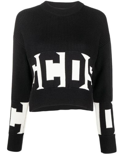 Gcds Intarsia-knit Logo Jumper - Black