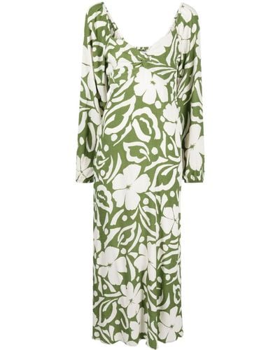 Faithfull The Brand Ondina Floral-print Midi Dress - Green