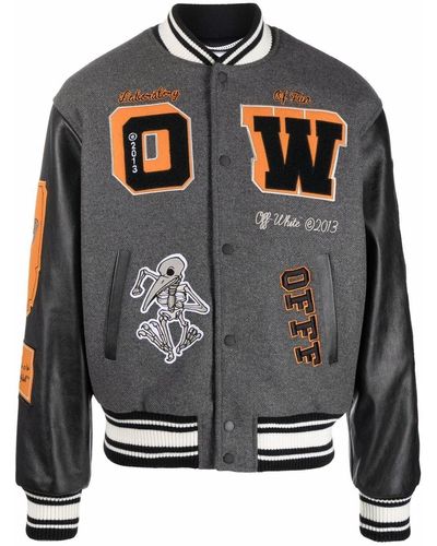 Off-White c/o Virgil Abloh Collegejacke mit Patches - Grau