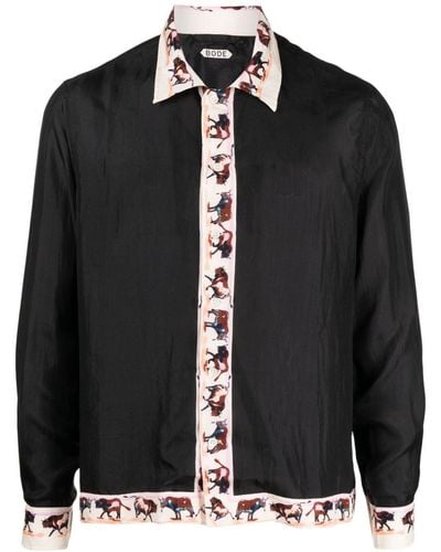 Bode Taureau シルクシャツ - ブラック
