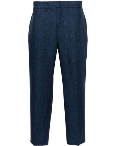 ZEGNA Linen Straight-leg Pants - Blue
