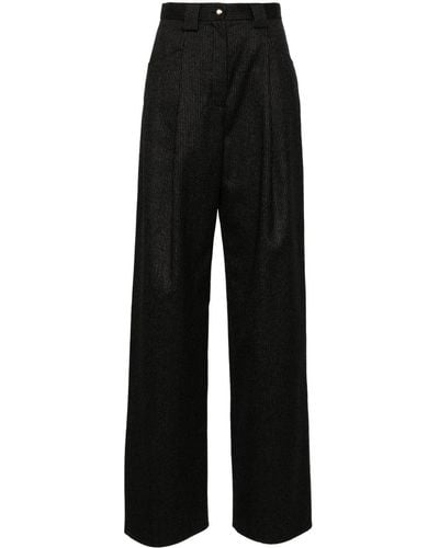 MANURI Nuri Pinstriped Straight-leg Trousers - Black