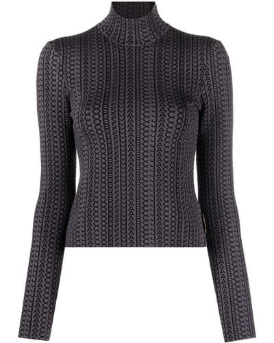 Marc Jacobs The Monogram Compact-knit Mock-neck Sweater - Black
