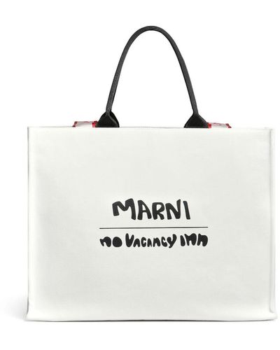 Marni Bey Canvas Shopping Bag - White