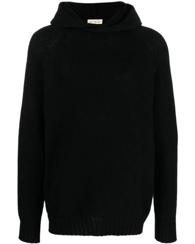 Ma'ry'ya Wool Hooded Sweater - Black