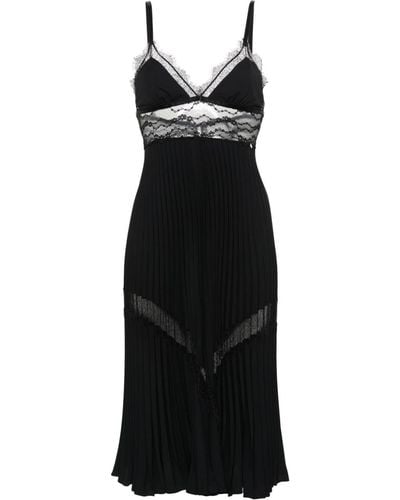 Nissa Lace-panel Midi Dress - Black