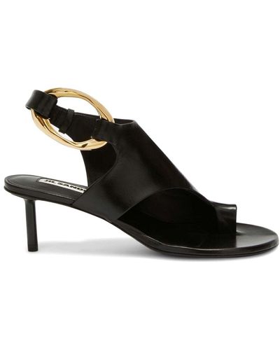 Jil Sander Open-toe Leather Sandals - Black