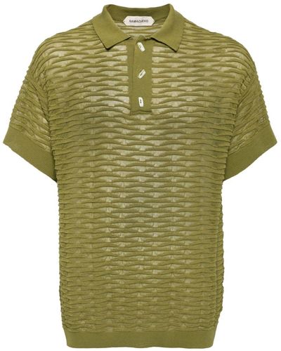 NAMACHEKO Textured Finish Sheer Polo Shirt - Green