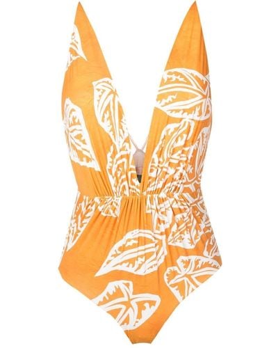 Clube Bossa Clavert Leaf-print Swimsuit - Orange
