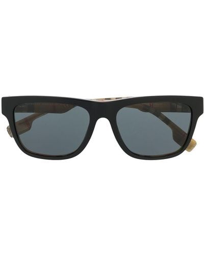 Burberry Vintage Check Square Frame Sunglasses - Black