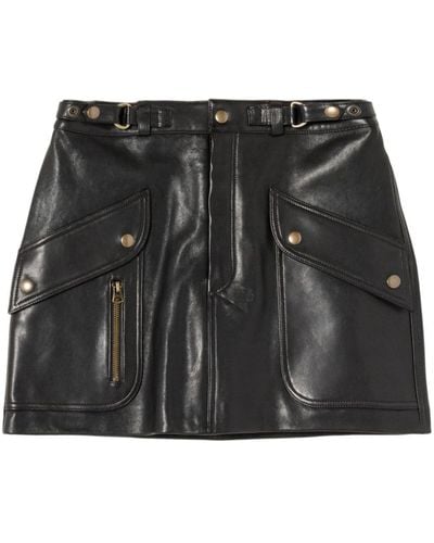 RE/DONE Racer Leather Mini Skirt - Black