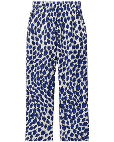 Burberry Pantaloni dritti con stampa - Blu