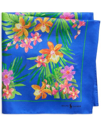 Polo Ralph Lauren Foulard en soie à fleurs - Bleu
