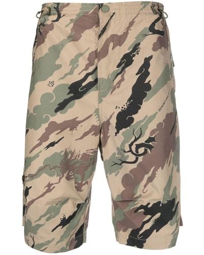 Maharishi Weite Shorts mit Camouflage-Print - Natur