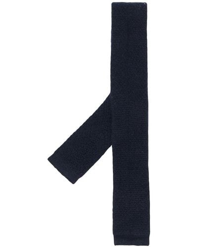 N.Peal Cashmere 007 Knitted Cashmere Tie - Bleu