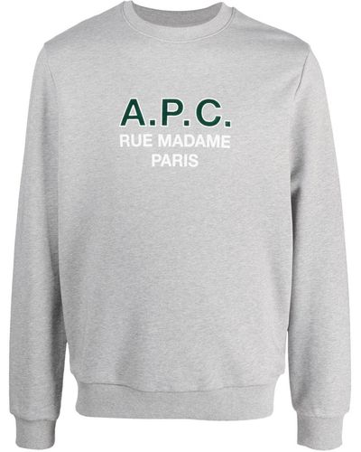 A.P.C. Madame Logo-print Cotton Sweatshirt - Grey