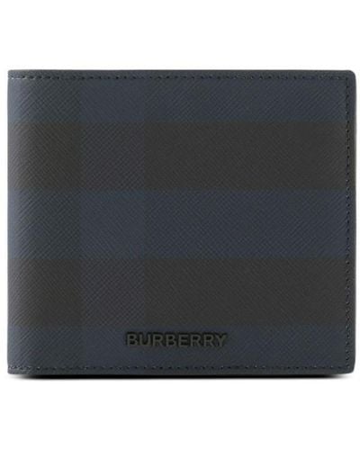 Burberry Kariertes Portemonnaie mit Logo - Grau