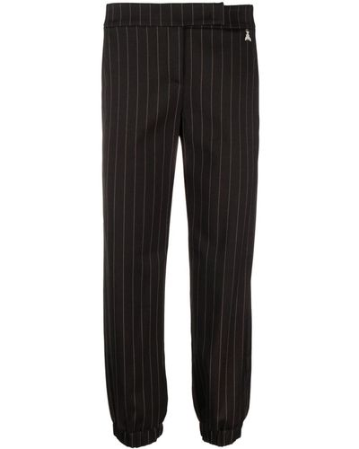 Patrizia Pepe Pinstripe-pattern low-rise tapered trousers - Nero
