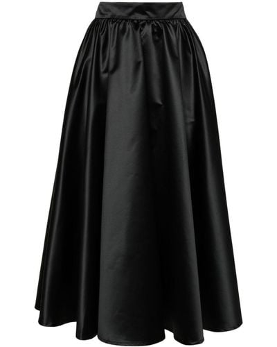 Patou Volume Satin Midi Skirt - Black