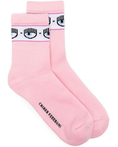 Chiara Ferragni Intarsia-knit Logo Socks - Pink