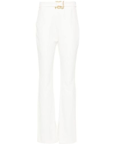 Just Cavalli Snake-buckle Straight Trousers - White