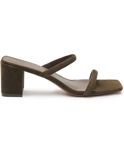 12 STOREEZ Double-strap 70mm Suede Mules - Brown
