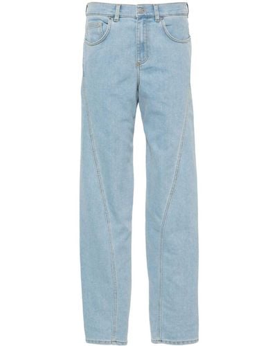 Mugler Twisted Seam Low-Rise Tapered Jeans - Blue