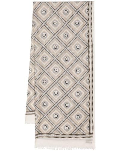 N.Peal Cashmere Patterned-intarsia Cashmere Scarf - Natural