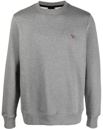 PS by Paul Smith Zebra-logo Organic Cotton Sweatshirt - Gray