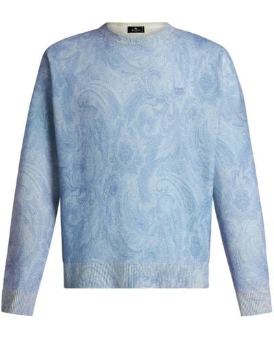 Etro Paisley Intarsia-knit Sweater - Blue