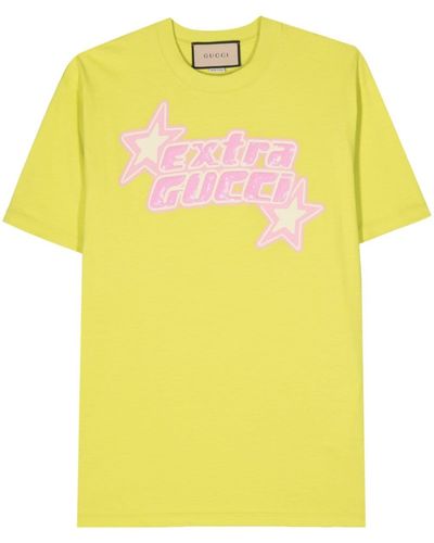 Gucci Sequin-embellished Cotton T-shirt - Yellow